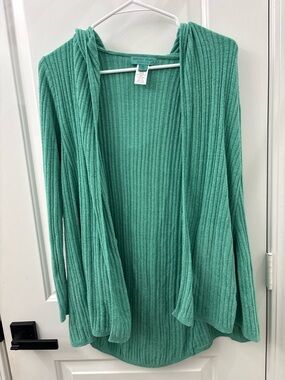 Barefoot Dreams Namaste Rib Hood Cardi Open Front Cozychic Ultra Lite